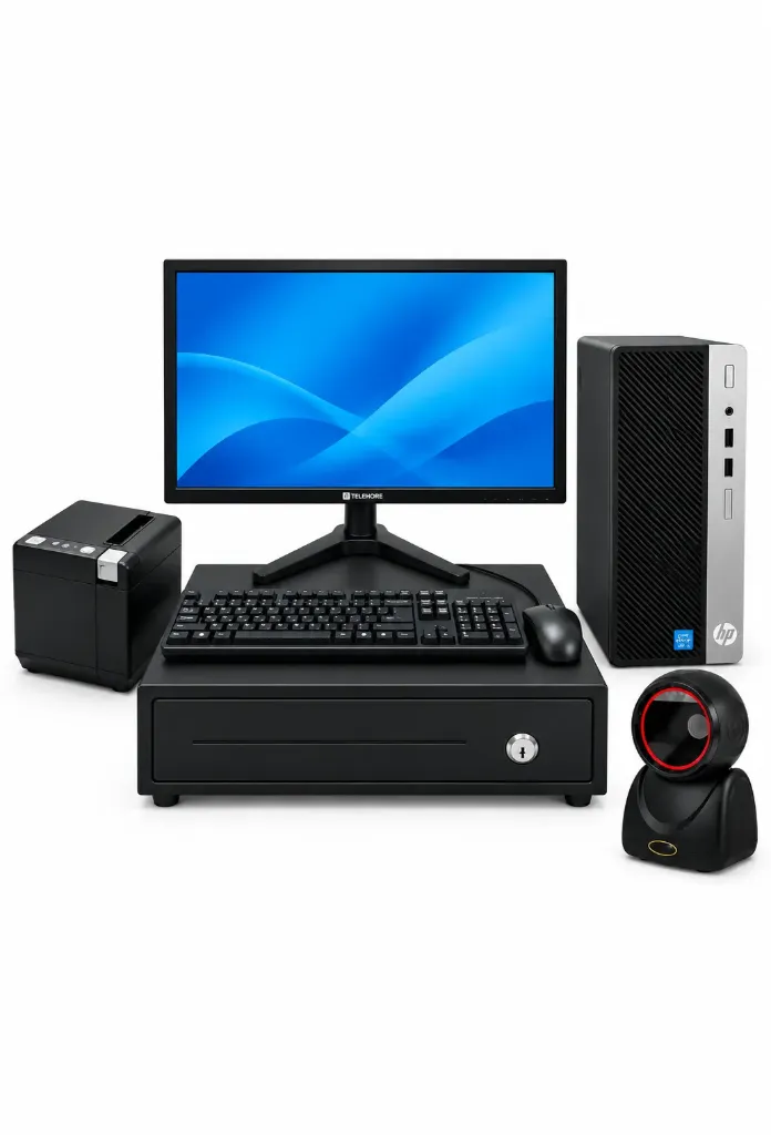 Kit Pc HP CPU Core I5 G8 RAM 8GB Disco SSD 128GB Reacondicionado+ Teclado Y Mouse+ Scanner Sobremesa 2D+ Impresora Térmica 80mm+ Gaveta De Dinero